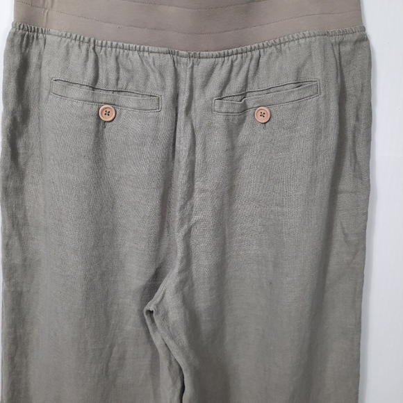 Soft Surroundings Wide Leg Pants Size Small Light Olive Green 100% Linen Pull On - Picture 7 of 14